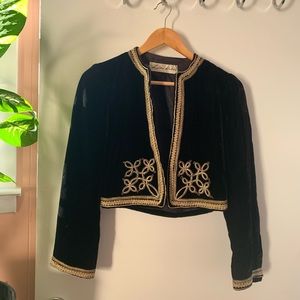 Velvet black and gold cropped jacket